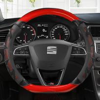Anglies pluošto+Odos automobilio vairo apdangalas Neslystantis 38cm Seat Tarraco Arona Ateca Ibiza Toledo Mii Leon Arosa Exeo ST FR RED O SHAPE