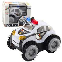 Policijos automobiliukas su kliūčių jutikliu ir šviesomis, baltas