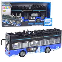 Dviaukštis autobusas City Bus su šviesos ir garso efektais, 1:16, mėlynas