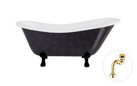 Vonia Besco Otylia Glam 160, Graphite+Black, su sifonu Klik-klak Gold