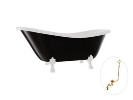 Vonia Besco Otylia B&W 160, Black/White+White, su sifonu su persipylimu Klik-klak Gold