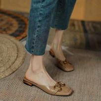 Prancūziški kvadratinio piršto uždengimo galvos arkliuko pusiau šlepetės moterims su žemu kulnu, kasdieniai batai, Zapatos Mujer 2025 tendencija 40