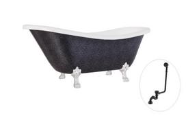 Vonia Besco Otylia Glam 160, Graphite+Chrome, su sifonu su persipylimu Klik-klak Black