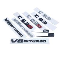 3D matinės juodos raidės V8 Biturbo 4matic emblema, skirta Mercedes Benz AMG C63 C63S kupė automobilio sparno bagažinės vardinės lentelės logotipo lipdukas Black S matinė juoda spalva