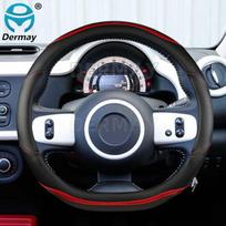 for Renault Twingo Car Steering Wheel Cover Non-slip Breathable Microfiber Leather + Carbon Fiber Fashion Auto Accessories O shape Black