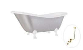 Vonia Besco Otylia Glam 160, Silver+White, su sifonu su persipylimu Klik-klak Gold