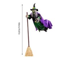 180cm/6ft Skraidanti raganos dekoracija su baisiais garsais ir šviesomis Helovino rekvizitai Skraidančios raganos dekoras sodui, kiemui, veja, patalpoms