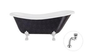 Vonia Besco Otylia Glam 160, Graphite+Chrome, su sifonu Klik-klak Chrome