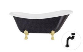 Vonia Besco Otylia Glam 170, Graphite+Gold, su sifonu Klik-klak Black