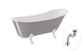 Vonia Besco Olaya Glam 160, Silver+White, su sifonu Klik-klak Chrome