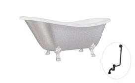 Vonia Besco Otylia Glam 170, Silver+Chrome, su sifonu su persipylimu Klik-klak Black