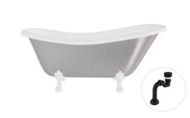 Vonia Besco Otylia Glam 170, Silver+White, su sifonu Klik-klak Black