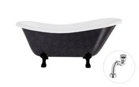 Vonia Besco Otylia Glam 170, Graphite+Black, su sifonu Klik-klak Chrome