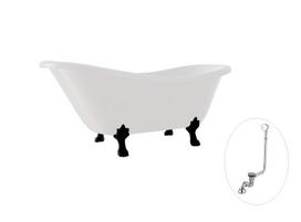 Vonia Besco Otylia 170, White+Black, su sifonu su persipylimu Klik-klak Chrome