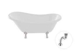 Vonia Besco Otylia 160, White+Chrome, su sifonu Klik-klak Chrome