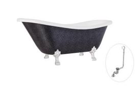 Vonia Besco Otylia Glam 160, Graphite+Chrome, su sifonu su persipylimu Klik-klak Chrome