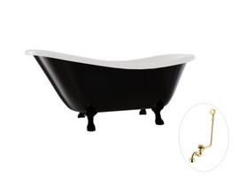 Vonia Besco Otylia B&W 170, Black/White+Black, su sifonu su persipylimu Klik-klak Gold