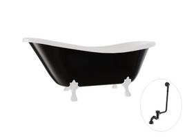 Vonia Besco Otylia B&W 160, Black/White+White, su sifonu su persipylimu Klik-klak Black