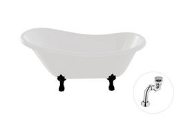 Vonia Besco Otylia 160, White+Black, su sifonu Klik-klak Chrome
