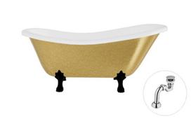 Vonia Besco Otylia Glam 170, Gold+Black, su sifonu Klik-klak Chrome