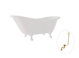 Vonia Besco Otylia 170, White+White, su sifonu su persipylimu Klik-klak Gold