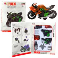 Surenkamas motociklo modelis DIY 1:14, oranžinis/žalias
