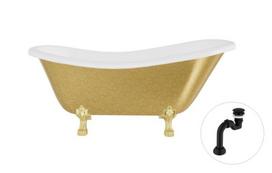 Vonia Besco Otylia Glam 170, Gold+Gold, su sifonu Klik-klak Black