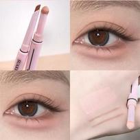 Double Ended Lying Silkworm Pencil 2 in1 Highlighter Nude Lower Eyelid Contour Aegyo-sal Eyeliner Makeup Stick with Detail Brush