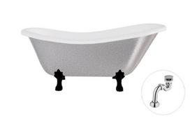 Vonia Besco Otylia Glam 170, Silver+Black, su sifonu Klik-klak Chrome