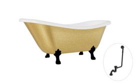 Vonia Besco Otylia Glam 160, Gold+Black, su sifonu su persipylimu Klik-klak Black