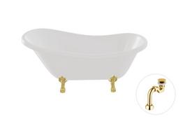 Vonia Besco Otylia 170, White+Gold, su sifonu Klik-klak Gold