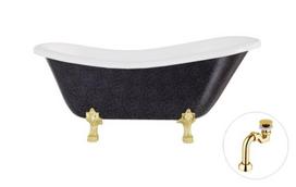 Vonia Besco Otylia Glam 160, Graphite+Gold, su sifonu Klik-klak Gold