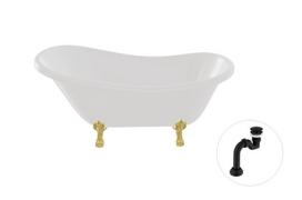 Vonia Besco Otylia 170, White+Gold, su sifonu Klik-klak Black