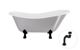 Vonia Besco Otylia Glam 160, Silver+Black, su sifonu Klik-klak Black