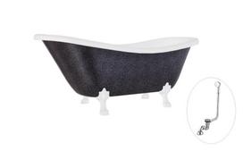 Vonia Besco Otylia Glam 170, Graphite+White, su sifonu su persipylimu Klik-klak Chrome