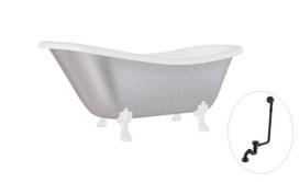 Vonia Besco Otylia Glam 160, Silver+White, su sifonu su persipylimu Klik-klak Black