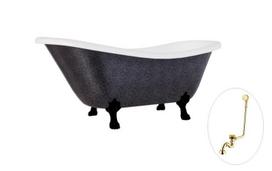 Vonia Besco Otylia Glam 160, Graphite+Black, su sifonu su persipylimu Klik-klak Gold
