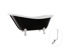 Vonia Besco Otylia B&W 160, Black/White+Chrome, su sifonu su persipylimu Klik-klak Chrome