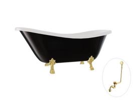 Vonia Besco Otylia B&W 170, Black/White+Gold, su sifonu su persipylimu Klik-klak Gold