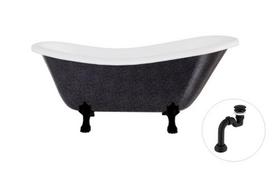 Vonia Besco Otylia Glam 170, Graphite+Black, su sifonu Klik-klak Black