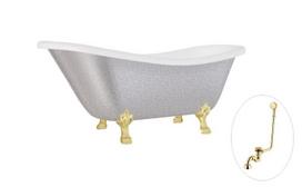 Vonia Besco Otylia Glam 160, Silver+Gold, su sifonu su persipylimu Klik-klak Gold