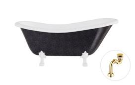 Vonia Besco Otylia Glam 160, Graphite+White, su sifonu Klik-klak Gold