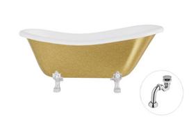 Vonia Besco Otylia Glam 160, Gold+Chrome, su sifonu Klik-klak Chrome