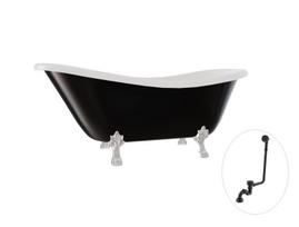 Vonia Besco Otylia B&W 160, Black/White+Chrome, su sifonu su persipylimu Klik-klak Black