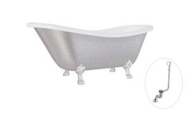 Vonia Besco Otylia Glam 160, Silver+Chrome, su sifonu su persipylimu Klik-klak Chrome