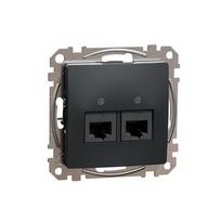 Schneider Electric Sedna Design 2xRJ45 CAT6 UTP duomenų lizdas, juoda/antracitas