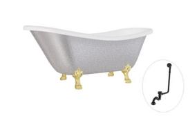 Vonia Besco Otylia Glam 170, Silver+Gold, su sifonu su persipylimu Klik-klak Black