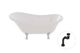 Vonia Besco Otylia 160, White+Chrome, su sifonu Klik-klak Black