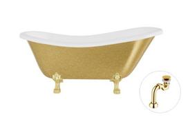 Vonia Besco Otylia Glam 160, Gold+Gold, su sifonu Klik-klak Gold