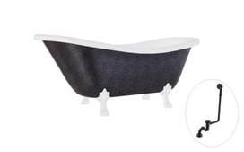 Vonia Besco Otylia Glam 170, Graphite+White, su sifonu su persipylimu Klik-klak Black
